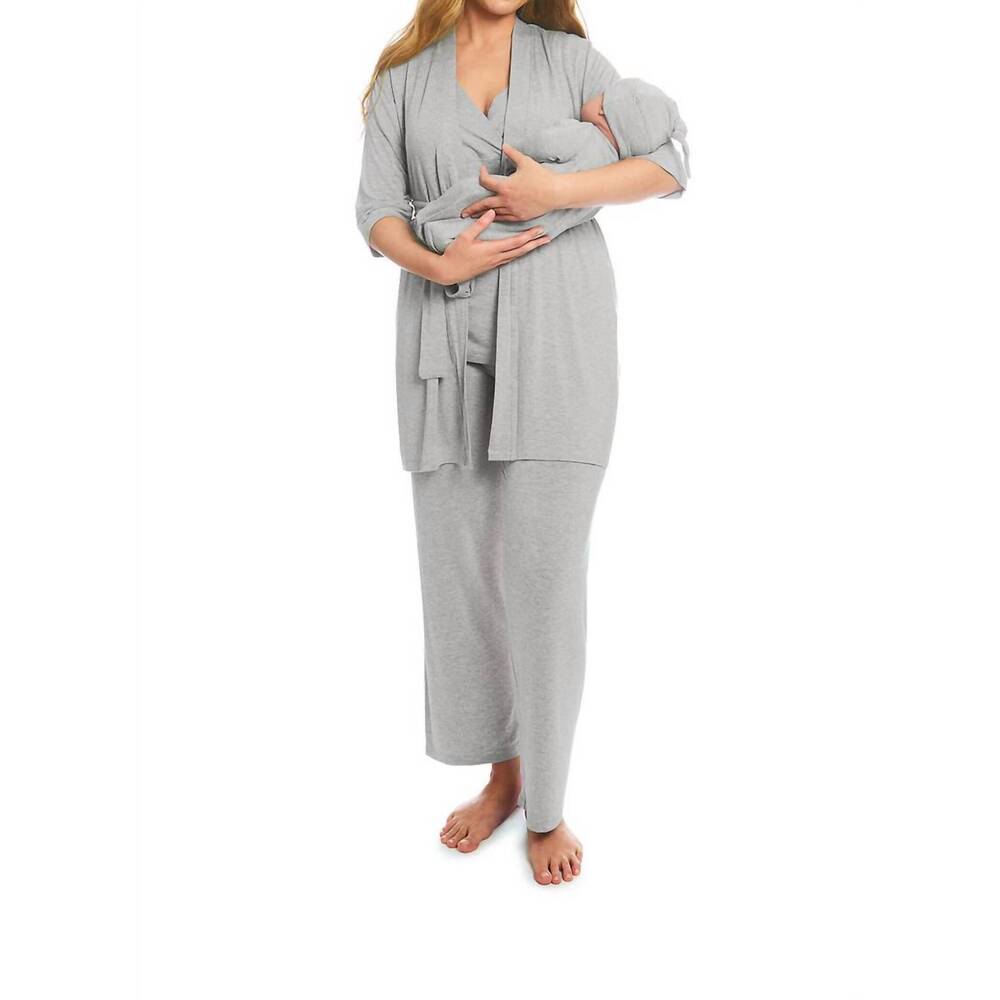 NEW EVERLY GREY analise 5 piece pajama set in heather grey
